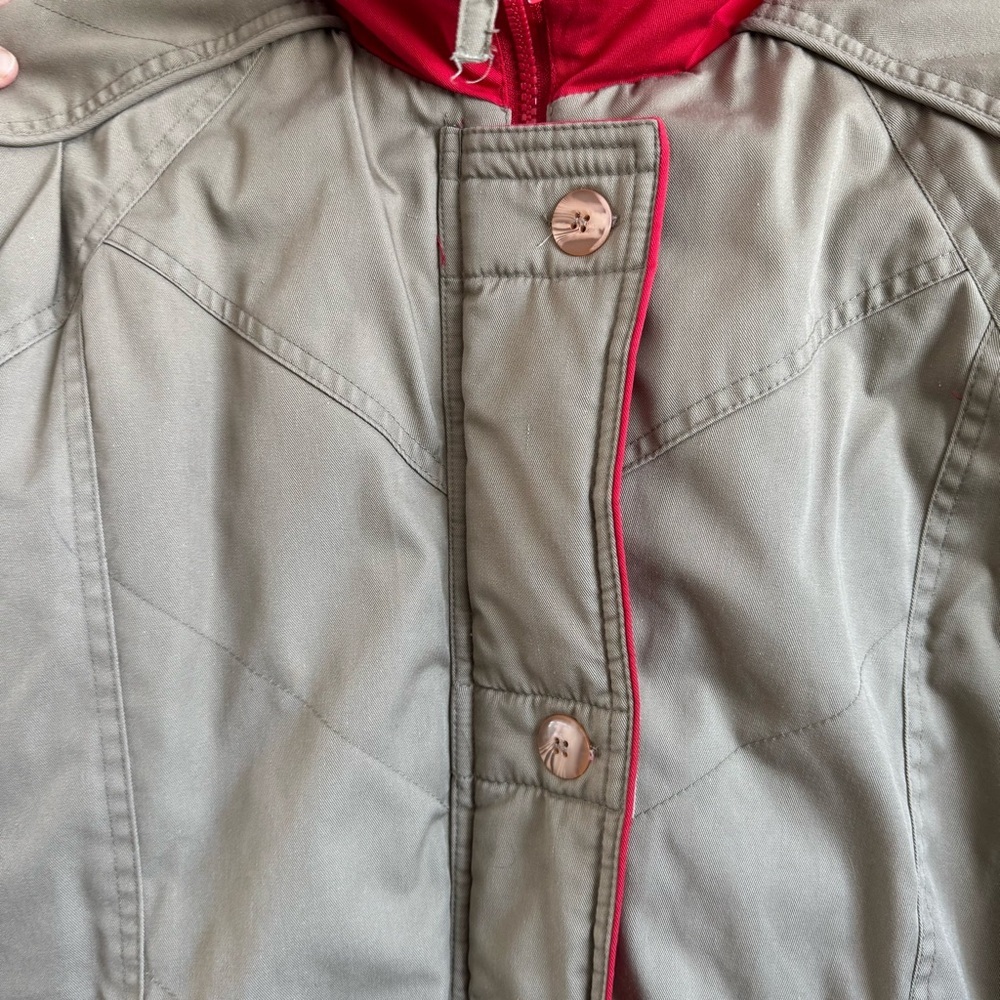 Mainframe Vintage 80s Puffer Skit Coat Tan and Red Womens Size S - Picture 6 of 15